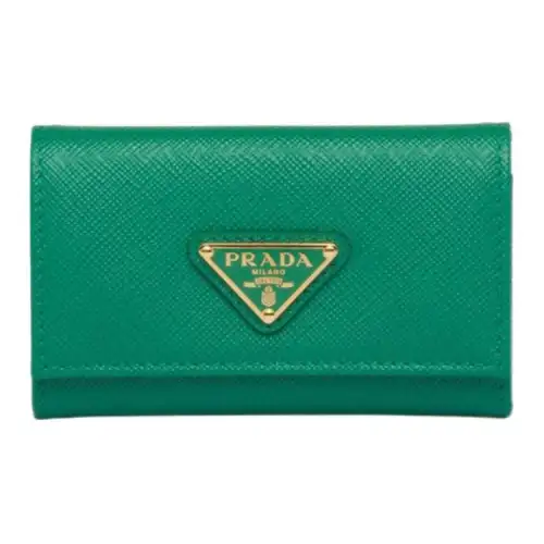 PRADA Saffiano Leather Key Pouch Women's Green