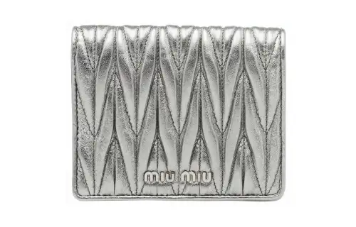 MIU MIU Leather Wallet Unisex Silver