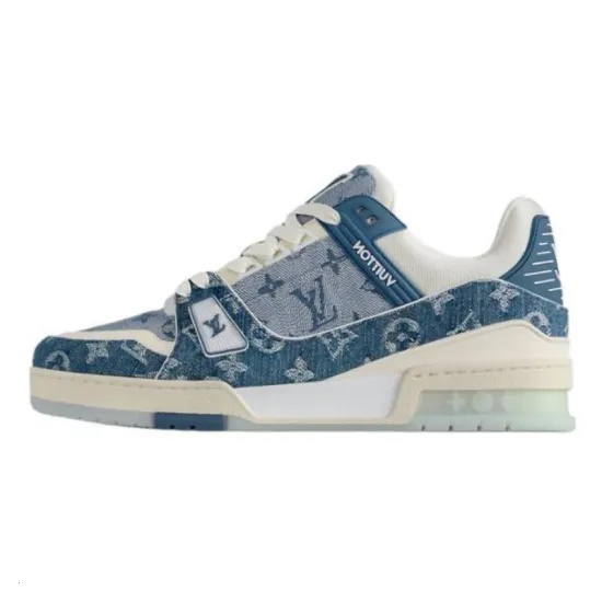 LOUIS VUITTON Trainer Low Top Skateboard Shoes Unisex Blue White