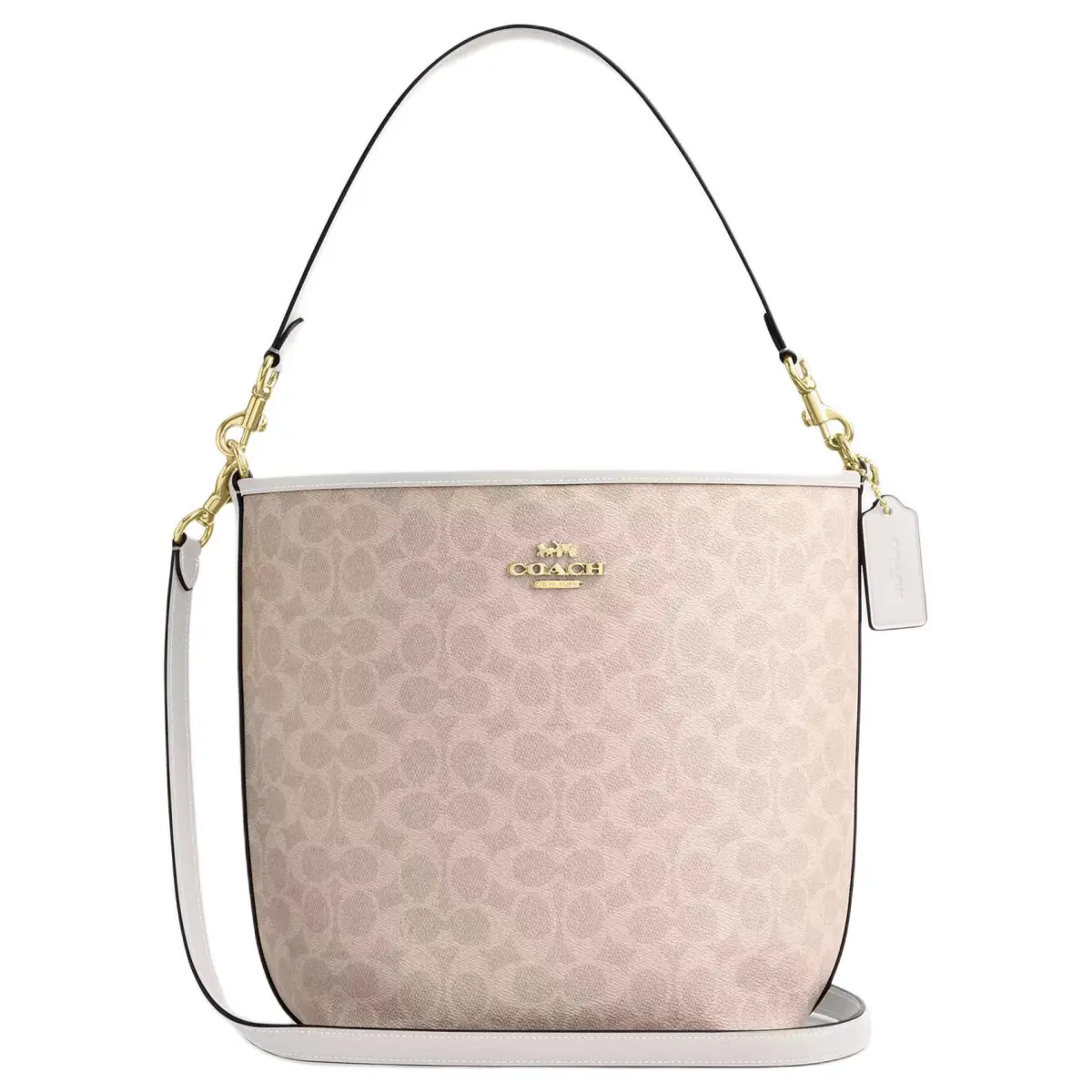 COACH City Bucket Coated Canvas Bucket Bag, Shoulder Bag Large Women's Sand & Chalk
