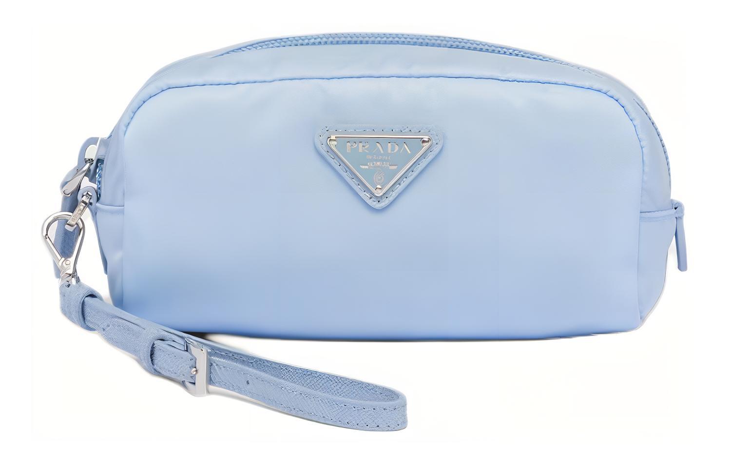 PRADA Re Nylon Recycled Nylon Clutch Women's Light Blue