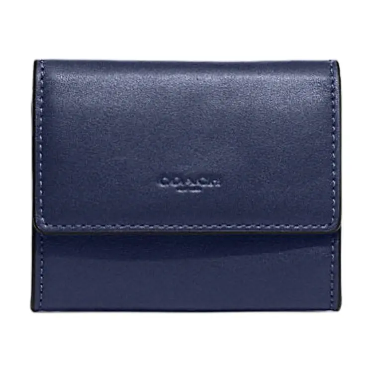 COACH Leather Card Holder Women's Marine Blue