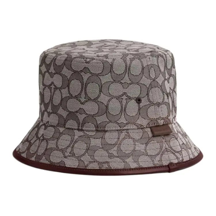 COACH Cow Leather Bucket Hats Unisex Oak
