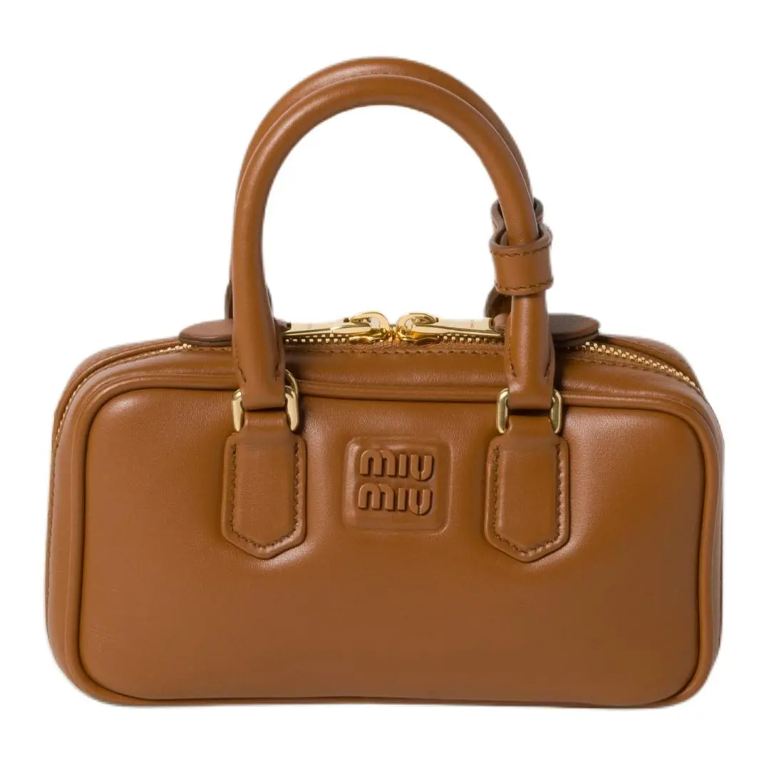 MIU MIU Arcadie Leather Shoulder Bag, Crossbody Bag, Handbag Mini Women's Cognac