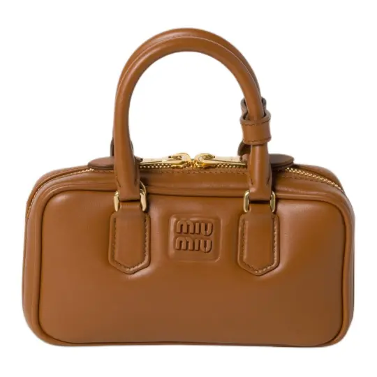 MIU MIU Arcadie Leather Shoulder Bag, Crossbody Bag, Handbag Mini Women's Cognac
