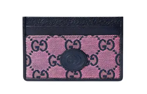 GUCCI Canvas With Leather Card Holder Card Holder Women's Pink/Black