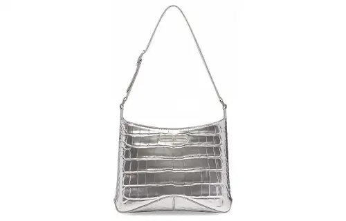 Balenciaga Cow Leather Shoulder Bag, Crossbody Bag Small Women's Silver