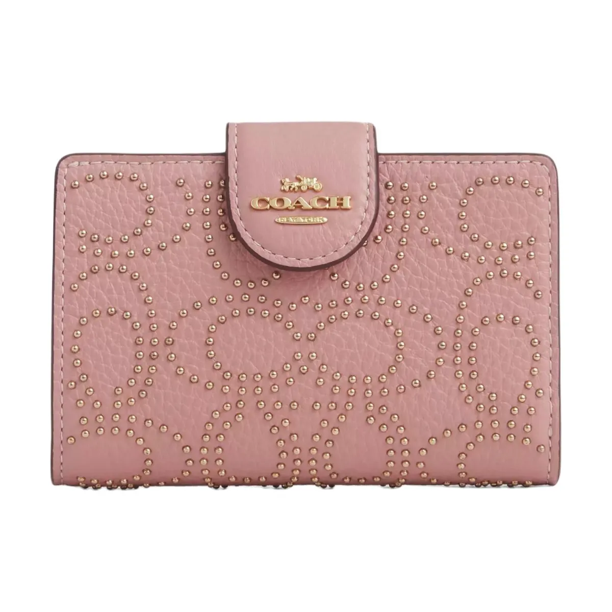 COACH Refined Pebbled Leather Wallet Women's Pink