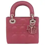DIOR Lady Dior Sheepskin Handbag Shoulder Bag, Crossbody Bag, Handbag Mini Women's Hibiscus Pink