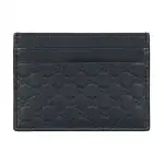 GUCCI Cow Leather Card Holder Men's Dark Blue