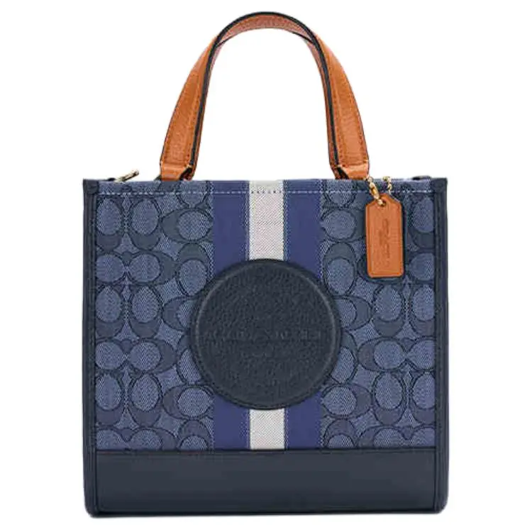 COACH Dempsey Fabric With Cow Leather Tote Bag, Shopping Bag, Shoulder Bag, Crossbody Bag, Handbag Small Women's