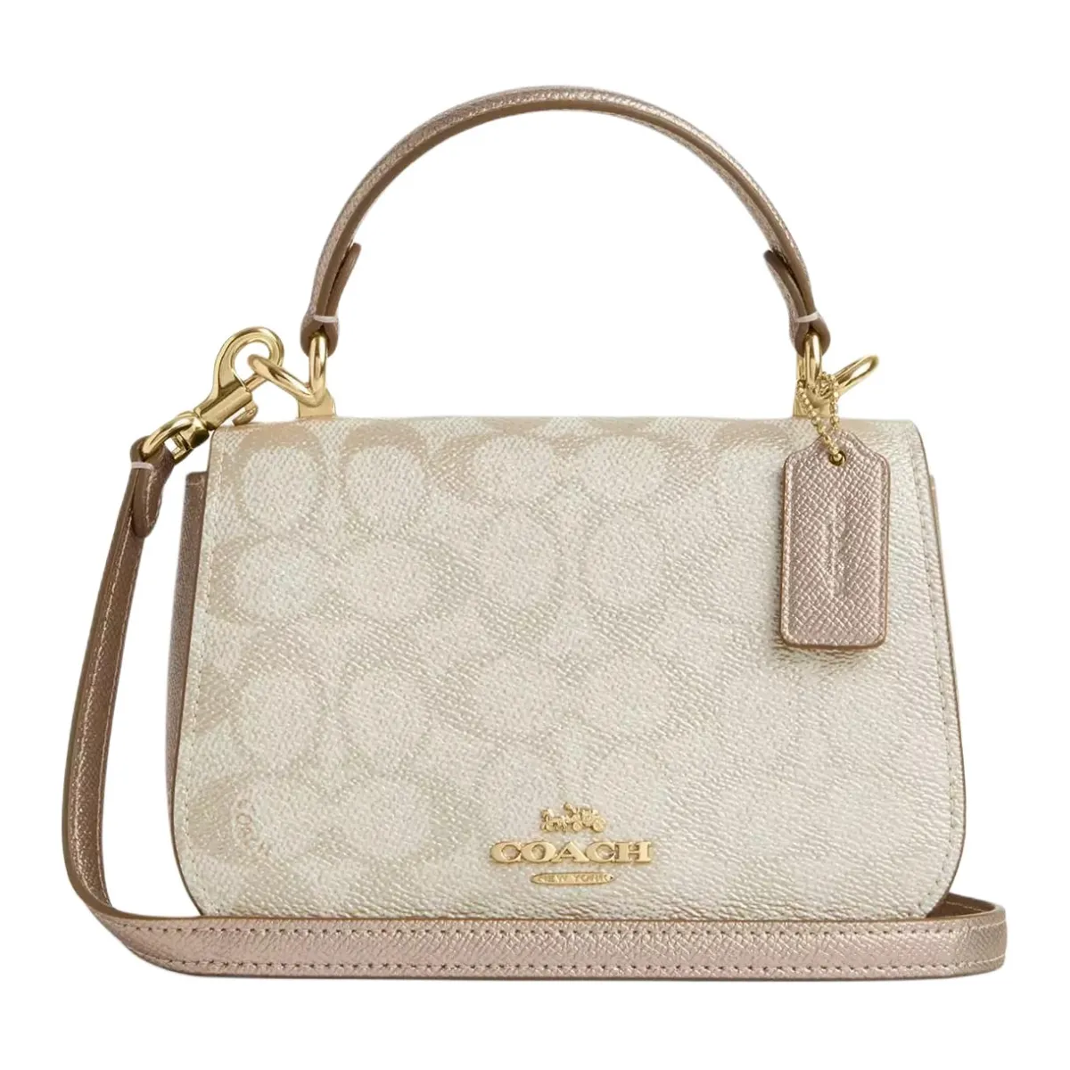 COACH Lysa Coated Canvas Shoulder Bag, Crossbody Bag, Handbag Small Women's Champagne