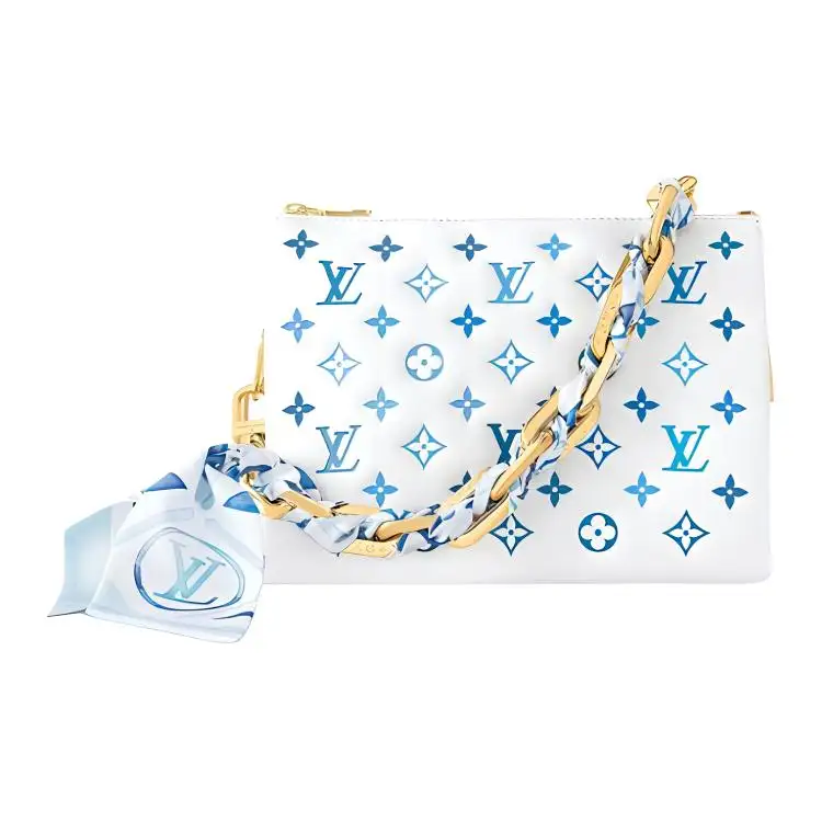 LOUIS VUITTON Coussin Leather Handbag, Shoulder Bag, Crossbody Bag Small Women's White & Blue