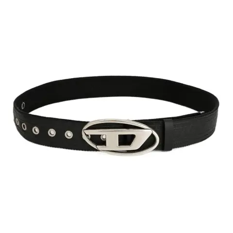 DIESEL Cotton Leather Belts Men's Black Width 4cm