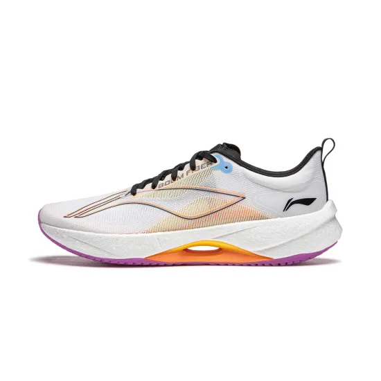 LiNing Super Light 21 Cushioning Anti Slip Wear Resistant Breathability Low Top Running Shoes Men's White Orange