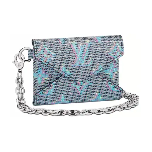 LOUIS VUITTON Cow Leather Card Holder Women's Blue
