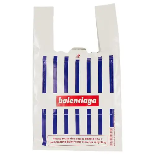 Balenciaga Leather Handbag Men's Blue & White & Red