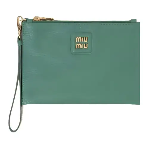 MIU MIU Madras Cow Leather Clutch Women's Sage Green