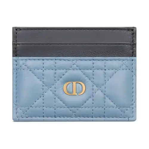 DIOR Caro Soft Cow Leather Card Holder Card Holder Women's Sky Blue