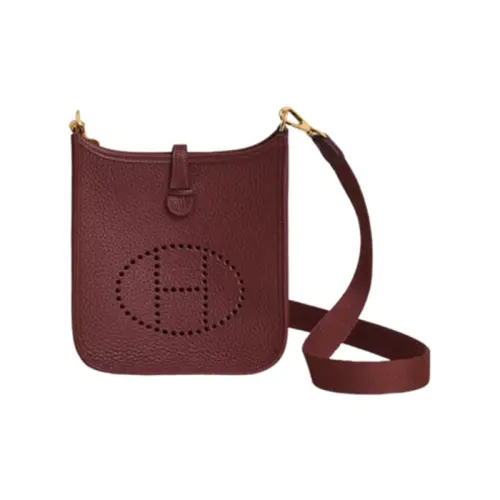 HERMES Evelyne Clemence Cow Leather Crossbody Bag, Shoulder Bag Mini 16 Women's 0G Rouge Sellier Saddle Red
