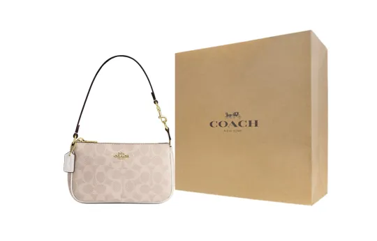 COACH Nolita 19 классическая холщовая сумка на плечо с принтом для пресбиопиков и молнией с покрытием, маленькая женская сумка песочного цвета с мелом белого цвета