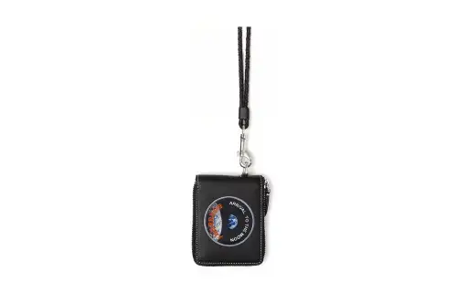 Burberry Cow Leather Card Holder Necklace Pouch Coin Purse Wallet Unisex Black