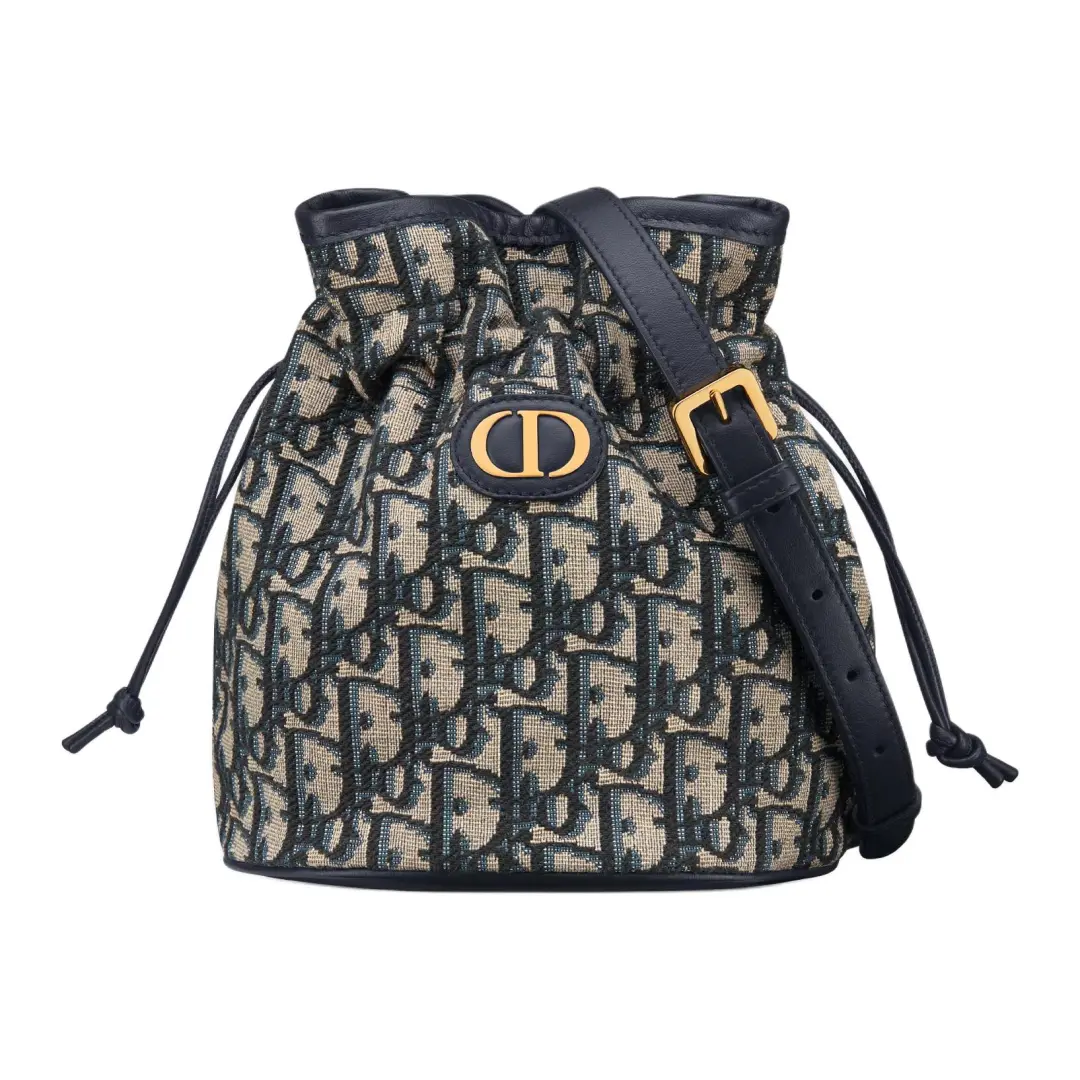 DIOR 30 Montaigne Cotton Bucket Bag, Shoulder Bag, Crossbody Bag Mini Women's Blue