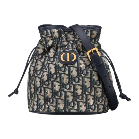 DIOR 30 Montaigne Cotton Bucket Bag, Shoulder Bag, Crossbody Bag Mini Women's Blue