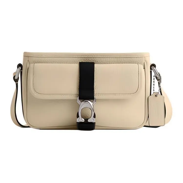 COACH BECK Litchi Grain Leather Envelope Bag, Shoulder Bag, Crossbody Bag Small Men's Ivory