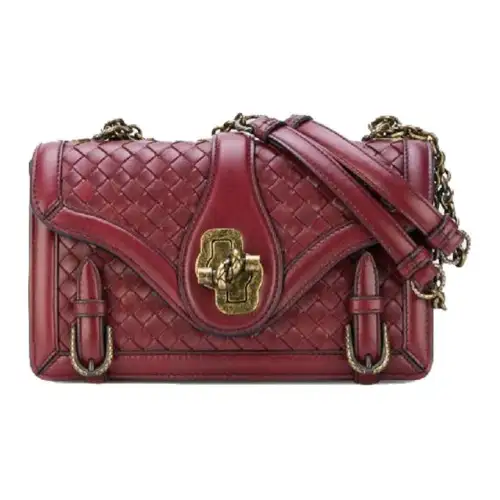 Bottega Veneta Leather Shoulder Bag Women's Dark Red