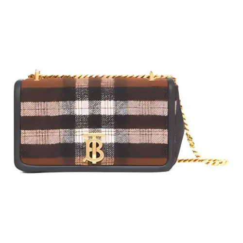 Burberry Lola Bag Cashmere With Sheepskin Shoulder Bag, Crossbody Bag Women's Tan