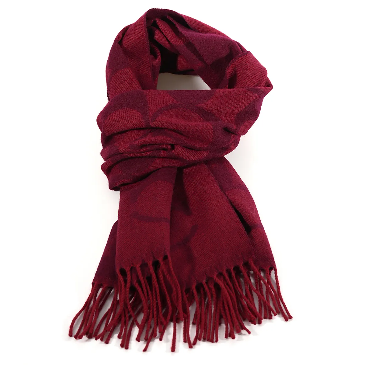 COACH Cashmere Sheep Wool Knit Scarves Unisex Red