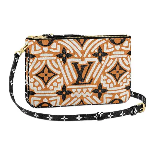 LOUIS VUITTON Crafty Double Zip Pochette Caramel/Cream