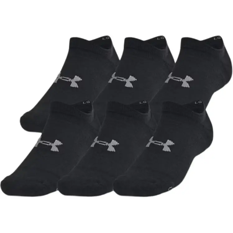 Under Armour Essential Cushion Ankle Socks Unisex 6 Pack Black