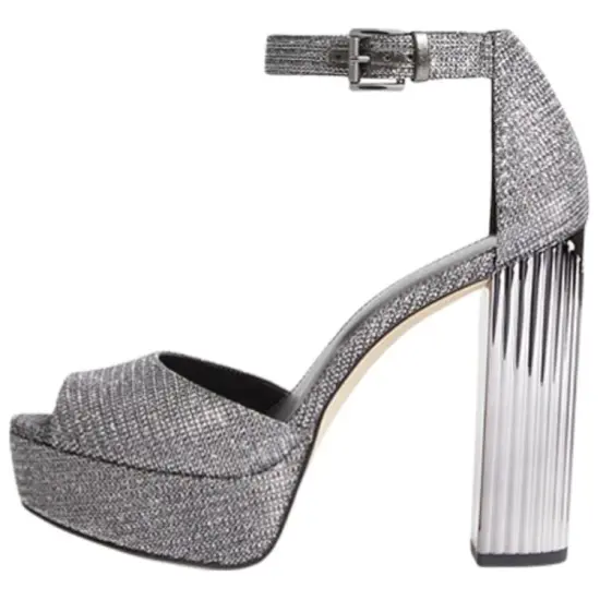 MICHAEL KORS Porter Glitter Strap Sandals Women's Silver