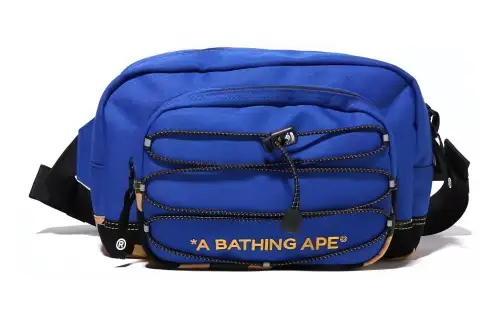 A BATHING APE Polyester Canvas Fanny Pack Regular Men's Blue/Black