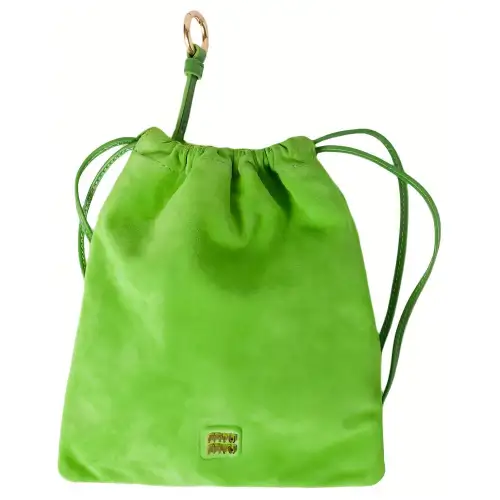 MIU MIU Suede Clutch Women's Green Apple Green