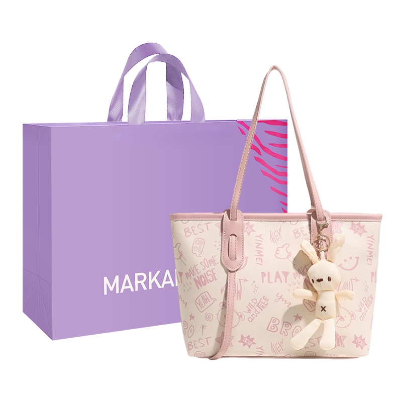 MARKANGARO Pu Tote Women's Black/Pink/Brown