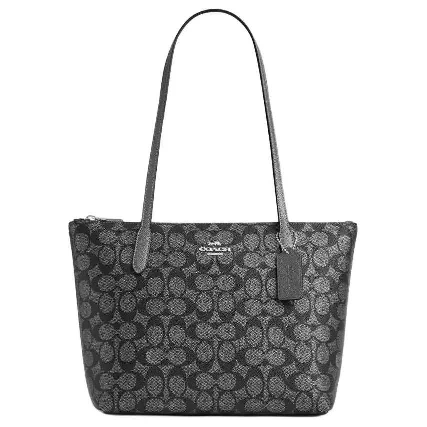 COACH Fiona Coated Canvas Shoulder Bag Medium Unisex Gunmetal