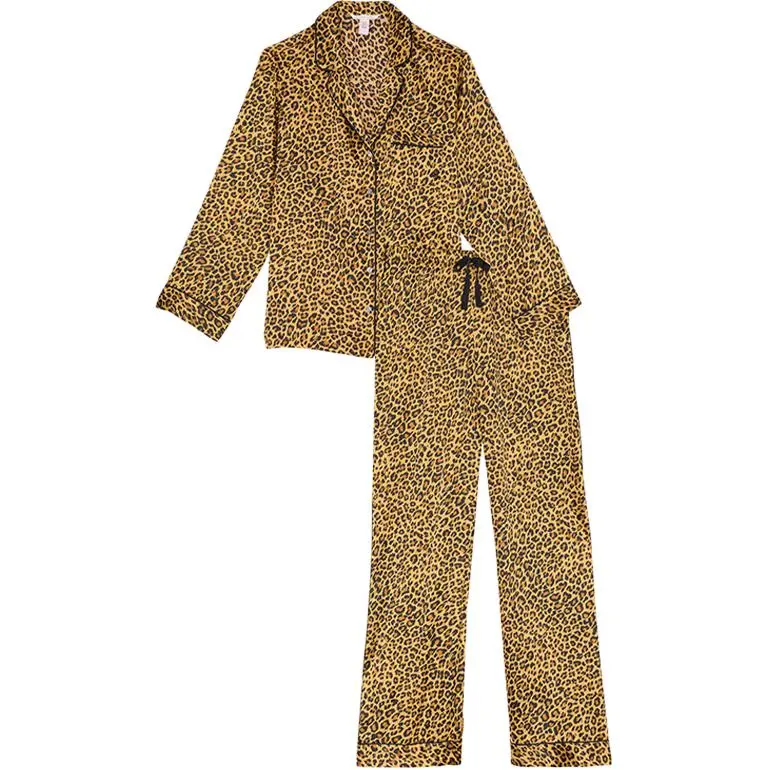 Victoria's Secret Victoria's Secret Fashion Show Collection THE MIX Pajama Set Women's Brown Leopard Print