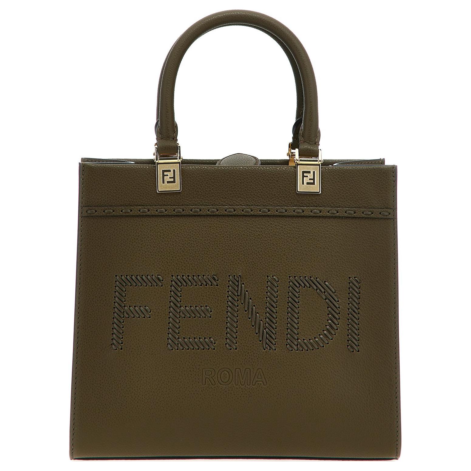 Женская сумка Fendi Logo Tote (зеленая)