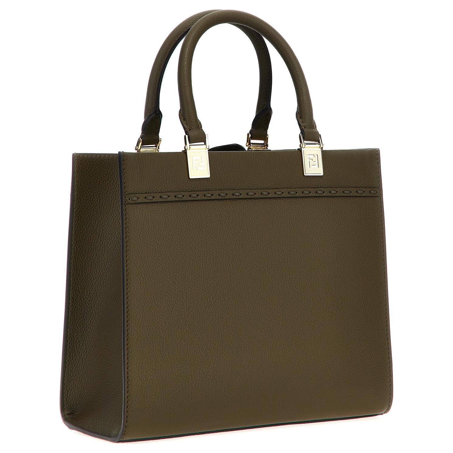 Женская сумка Fendi Logo Tote (зеленая) — фото 2