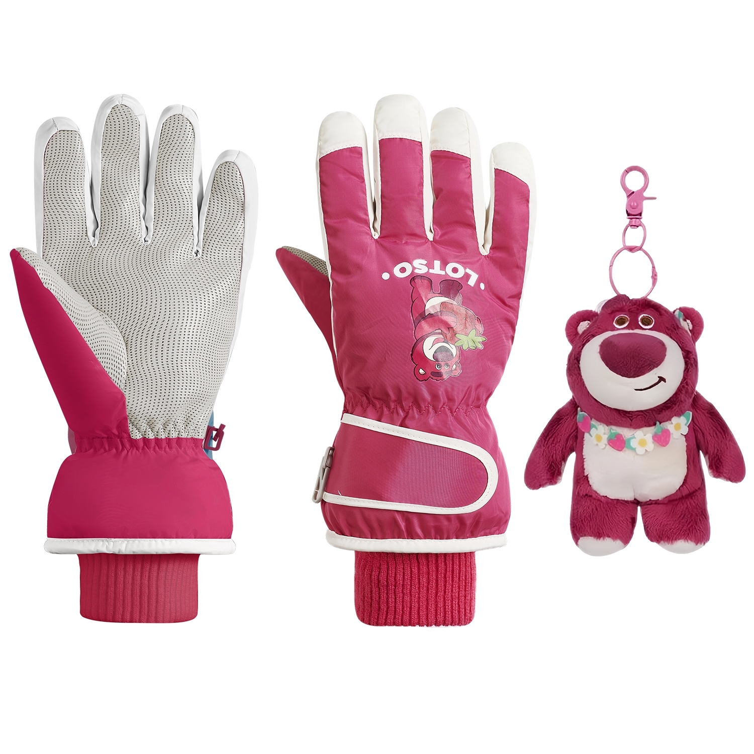 Disney Disney, waterproof keep warm ski strawberry, non-slip wear-resistant warm cute universal doll, plush gloves for men and women, for beloved