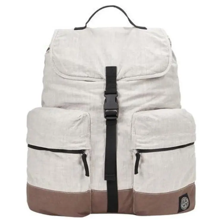 STONE ISLAND Linen Nylon Backpack Men's Dove Gray