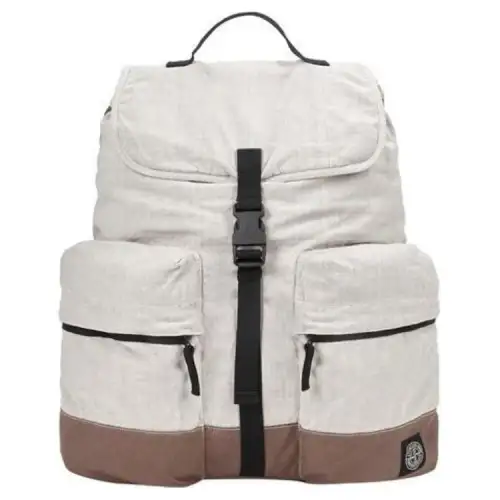 STONE ISLAND Linen Nylon Backpack Men's Dove Gray