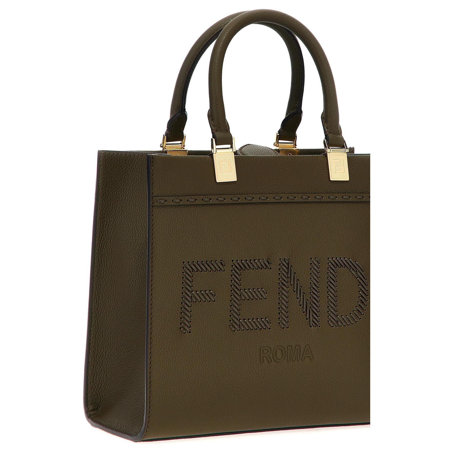 Женская сумка Fendi Logo Tote (зеленая) — фото 3