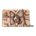 GUCCI Dionysus Python Skin Shoulder Bag Extra Mini Women's Peach/Beige