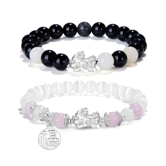Zeroline 999 Fine Silver Jade Bracelets Unisex