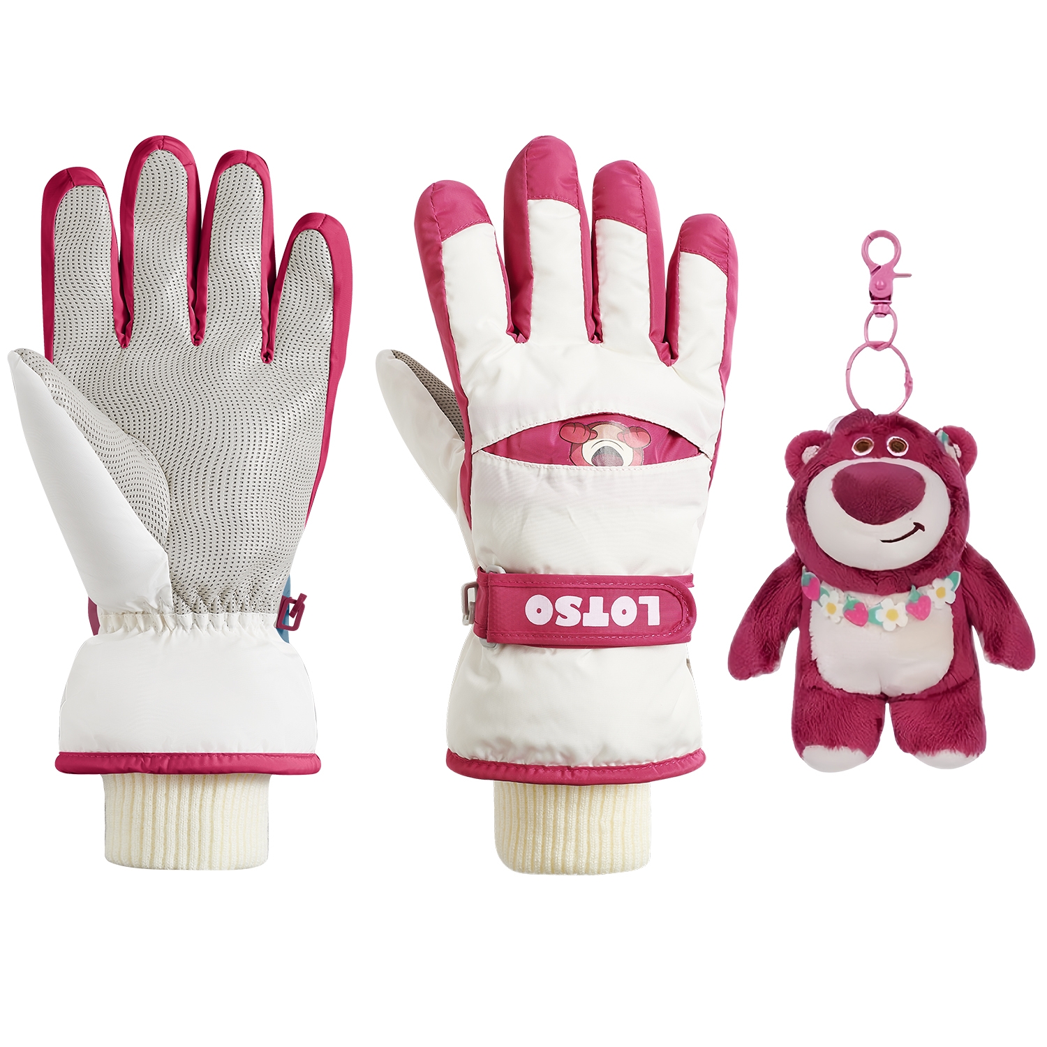Disney Disney, waterproof high quality demi-season strawberry for hiking, ski non-slip wear-resistant warm plush gloves for men and women, for beloved