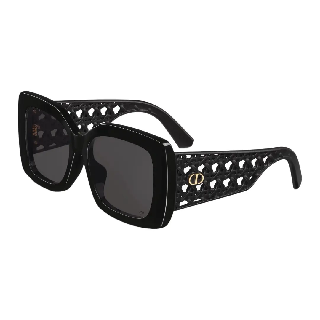 DIOR Acetate Polyamide Resin Square Sunglasses Women's Black